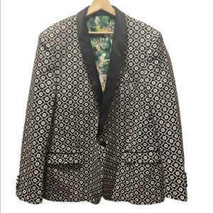 Paisley & Gray Slim Fit Blazer White and Black Size 46 R